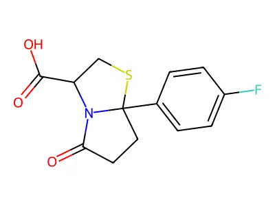 7a-(4-Fluorophenyl)-5-oxo-hexahydropyrrolo[2,1-b][1,3]thiazole-3-carboxylic acid structure