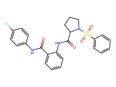 N-{2-[(4-fluorophenyl)carbamoyl]phenyl}-1-(phenylsulfonyl)prolinamide structure