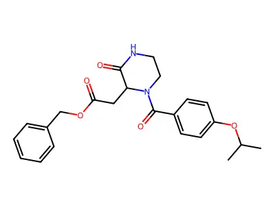 Benzyl 2-[3-oxo-1-(4-propan-2-yloxybenzoyl)piperazin-2-yl]acetate structure