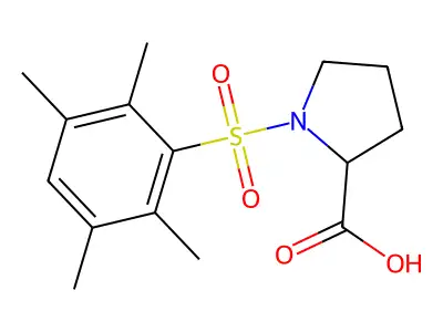 (2S)-1-(2,3,5,6-tetramethylphenyl)sulfonylpyrrolidine-2-carboxylic acid structure