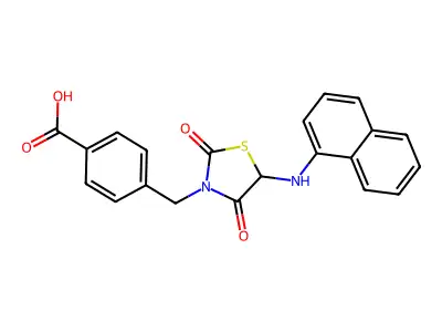 4-{[5-(Naphthylamino)-2,4-dioxo-1,3-thiazolidin-3-yl]methyl}benzoic acid structure