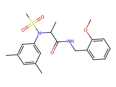 2-(3,5-dimethyl-N-methylsulfonylanilino)-N-[(2-methoxyphenyl)methyl]propanamide structure