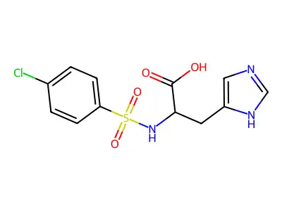 (2S)-2-[(4-chlorophenyl)sulfonylamino]-3-(1H-imidazol-5-yl)propanoic acid structure