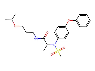 2-(N-methylsulfonyl-4-phenoxyanilino)-N-(3-propan-2-yloxypropyl)propanamide structure
