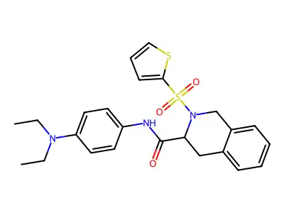 N-[4-(diethylamino)phenyl]-2-thiophen-2-ylsulfonyl-3,4-dihydro-1H-isoquinoline-3-carboxamide structure