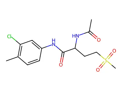 2-acetamido-N-(3-chloro-4-methylphenyl)-4-(methylsulfonyl)butanamide structure