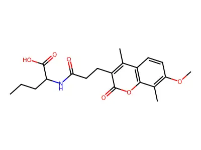 N-[3-(7-methoxy-4,8-dimethyl-2-oxo-2H-chromen-3-yl)propanoyl]norvaline structure
