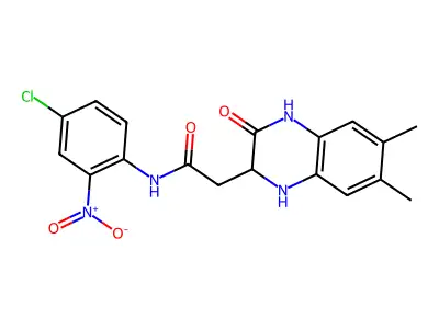 N-(4-chloro-2-nitrophenyl)-2-(6,7-dimethyl-3-oxo-1,2,3,4-tetrahydroquinoxalin-2-yl)acetamide structure