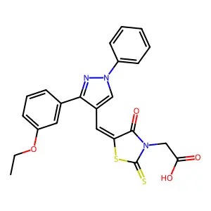 [(5Z)-5-{[3-(3-ethoxyphenyl)-1-phenyl-1H-pyrazol-4-yl]methylidene}-4-oxo-2-thioxo-1,3-thiazolidin-3-yl]acetic acid structure
