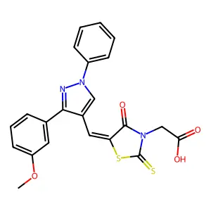 [(5Z)-5-{[3-(3-methoxyphenyl)-1-phenyl-1H-pyrazol-4-yl]methylidene}-4-oxo-2-thioxo-1,3-thiazolidin-3-yl]acetic acid structure