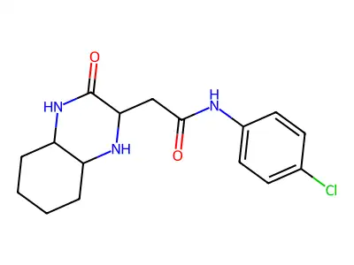 N-(4-chlorophenyl)-2-(3-oxodecahydroquinoxalin-2-yl)acetamide structure
