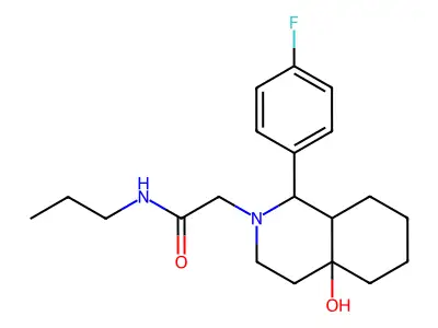 2-(1-(4-fluorophenyl)-4a-hydroxyoctahydroisoquinolin-2(1H)-yl)-N-propylacetamide structure