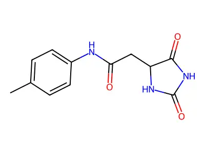 2-(2,5-dioxoimidazolidin-4-yl)-N-(4-methylphenyl)acetamide structure