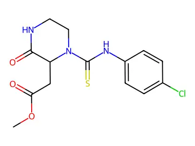 Methyl (1-{[(4-chlorophenyl)amino]carbonothioyl}-3-oxo-2-piperazinyl)acetate structure