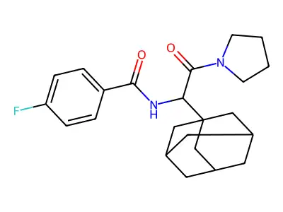 N-[1-(1-adamantyl)-2-oxo-2-pyrrolidin-1-ylethyl]-4-fluorobenzamide structure