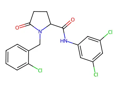 1-[(2-chlorophenyl)methyl]-N-(3,5-dichlorophenyl)-5-oxopyrrolidine-2-carboxamide structure