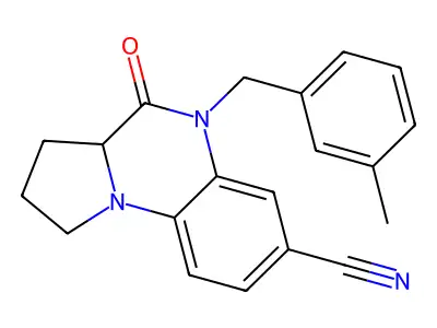 5-(3-methylbenzyl)-4-oxo-1,2,3,3a,4,5-hexahydropyrrolo[1,2-a]quinoxaline-7-carbonitrile structure