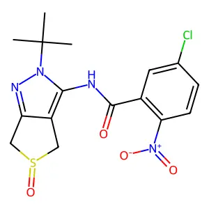 N-(2-(tert-butyl)-5-oxido-4,6-dihydro-2H-thieno[3,4-c]pyrazol-3-yl)-5-chloro-2-nitrobenzamide structure