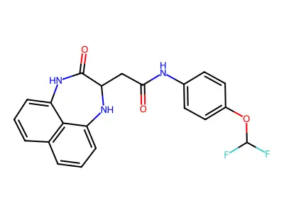 N-[4-(difluoromethoxy)phenyl]-2-(3-oxo-1,2,3,4-tetrahydronaphtho[1,8-ef][1,4]diazepin-2-yl)acetamide structure
