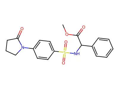 Methyl ({[4-(2-oxopyrrolidin-1-yl)phenyl]sulfonyl}amino)(phenyl)acetate structure