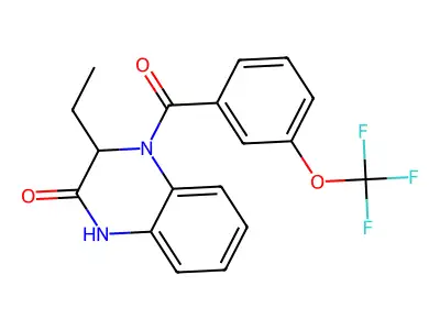 3-ethyl-4-[3-(trifluoromethoxy)benzoyl]-3,4-dihydro-2(1H)-quinoxalinone structure
