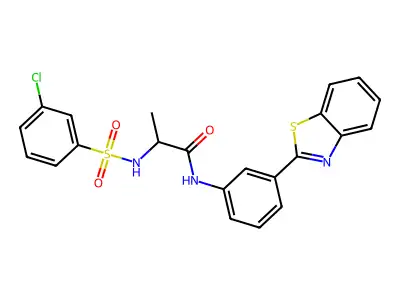 N-[3-(1,3-benzothiazol-2-yl)phenyl]-2-(3-chlorobenzenesulfonamido)propanamide structure