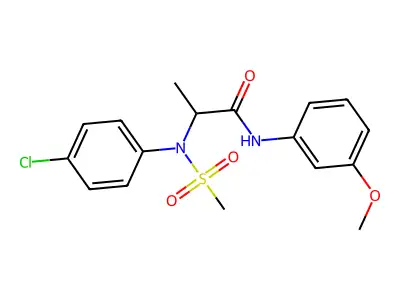 2-(4-chloro-N-methylsulfonylanilino)-N-(3-methoxyphenyl)propanamide structure