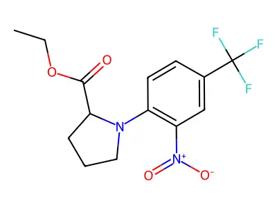 Ethyl 1-(2-nitro-4-(trifluoromethyl)phenyl)pyrrolidine-2-carboxylate structure