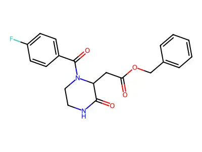 Benzyl [1-(4-fluorobenzoyl)-3-oxo-2-piperazinyl]acetate structure