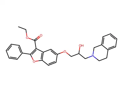 Ethyl 5-[3-(3,4-dihydro-2(1H)-isoquinolinyl)-2-hydroxypropoxy]-2-phenyl-3-benzofurancarboxylate structure