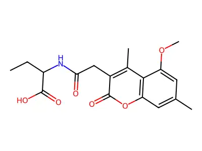 2-{[(5-methoxy-4,7-dimethyl-2-oxo-2H-chromen-3-yl)acetyl]amino}butanoic acid structure