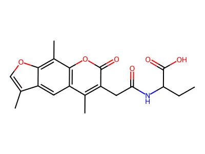 2-{[(3,5,9-trimethyl-7-oxo-7H-furo[3,2-g]chromen-6-yl)acetyl]amino}butanoic acid structure