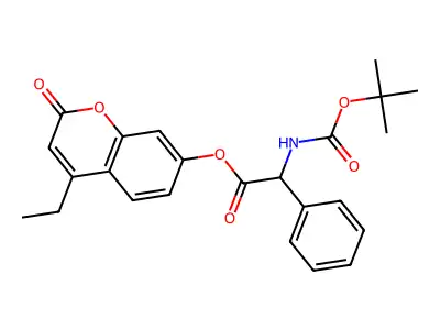 4-ethyl-2-oxo-2H-chromen-7-yl 2-((tert-butoxycarbonyl)amino)-2-phenylacetate structure
