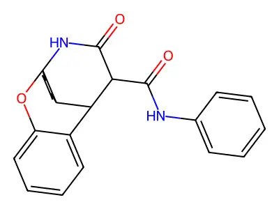 12-oxo-N-phenyl-1,2,3,4,9,9a-hexahydro-4a,9-(epiminoethano)xanthene-11-carboxamide structure