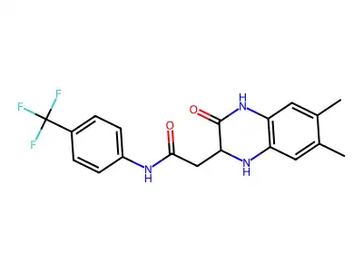 2-(6,7-dimethyl-3-oxo-1,2,3,4-tetrahydroquinoxalin-2-yl)-N-(4-(trifluoromethyl)phenyl)acetamide structure