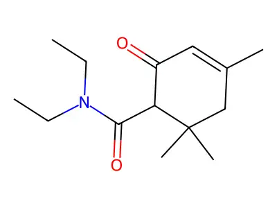 N,N-Diethyl-2-oxo-4,6,6-trimethyl-3-cyclohexene-1-carboxamide structure