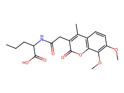 N-[(7,8-dimethoxy-4-methyl-2-oxo-2H-chromen-3-yl)acetyl]norvaline structure