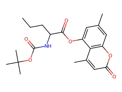 4,7-dimethyl-2-oxo-2H-chromen-5-yl N-(tert-butoxycarbonyl)norvalinate structure