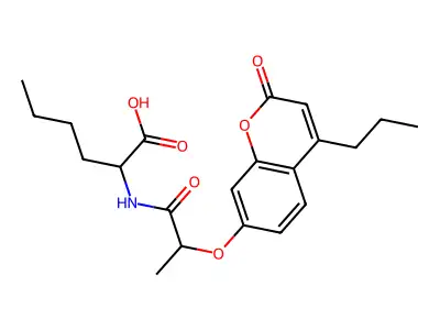 N-{2-[(2-oxo-4-propyl-2H-chromen-7-yl)oxy]propanoyl}norleucine structure