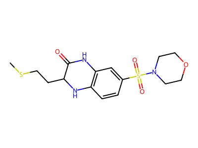3-[2-(methylsulfanyl)ethyl]-7-(morpholine-4-sulfonyl)-1,2,3,4-tetrahydroquinoxalin-2-one structure