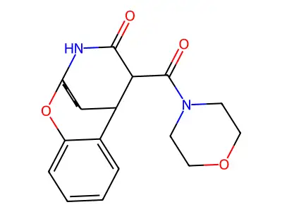 11-(morpholine-4-carbonyl)-1,2,3,4,9,9a-hexahydro-4a,9-(epiminoethano)xanthen-12-one structure