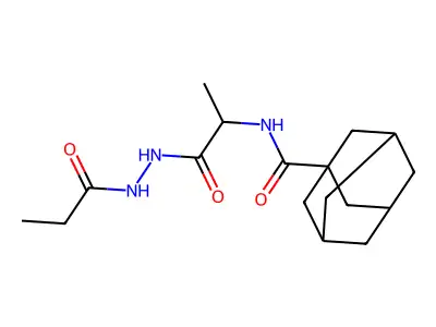 N-[1-oxo-1-(2-propanoylhydrazinyl)propan-2-yl]adamantane-1-carboxamide structure