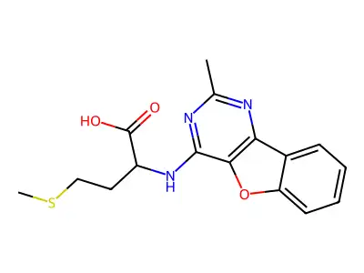 2-((2-Methylbenzofuro[3,2-d]pyrimidin-4-yl)amino)-4-(methylthio)butanoic acid structure