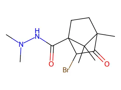 2-bromo-N',N',4,7,7-pentamethyl-3-oxobicyclo[2.2.1]heptane-1-carbohydrazide structure