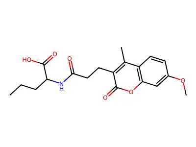 N-[3-(7-methoxy-4-methyl-2-oxo-2H-chromen-3-yl)propanoyl]norvaline structure