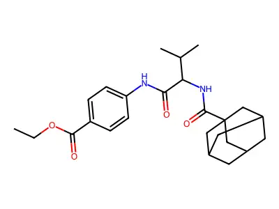 Ethyl 4-[2-(adamantanylcarbonylamino)-3-methylbutanoylamino]benzoate structure