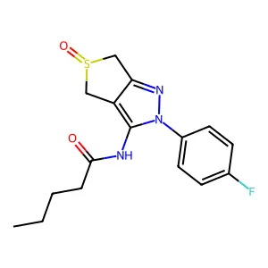 N-[2-(4-fluorophenyl)-5-oxo-4,6-dihydrothieno[3,4-c]pyrazol-3-yl]pentanamide structure