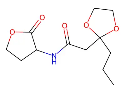 N-(2-oxooxolan-3-yl)-2-(2-propyl-1,3-dioxolan-2-yl)acetamide structure