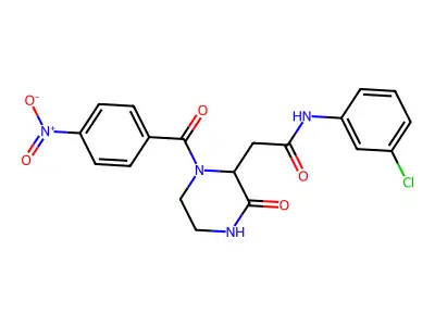 N-(3-chlorophenyl)-2-[1-(4-nitrobenzoyl)-3-oxopiperazin-2-yl]acetamide structure