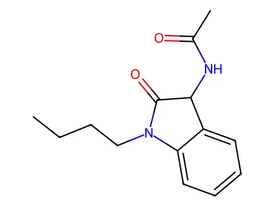 N-(1-butyl-2-oxo-2,3-dihydro-1H-indol-3-yl)acetamide structure